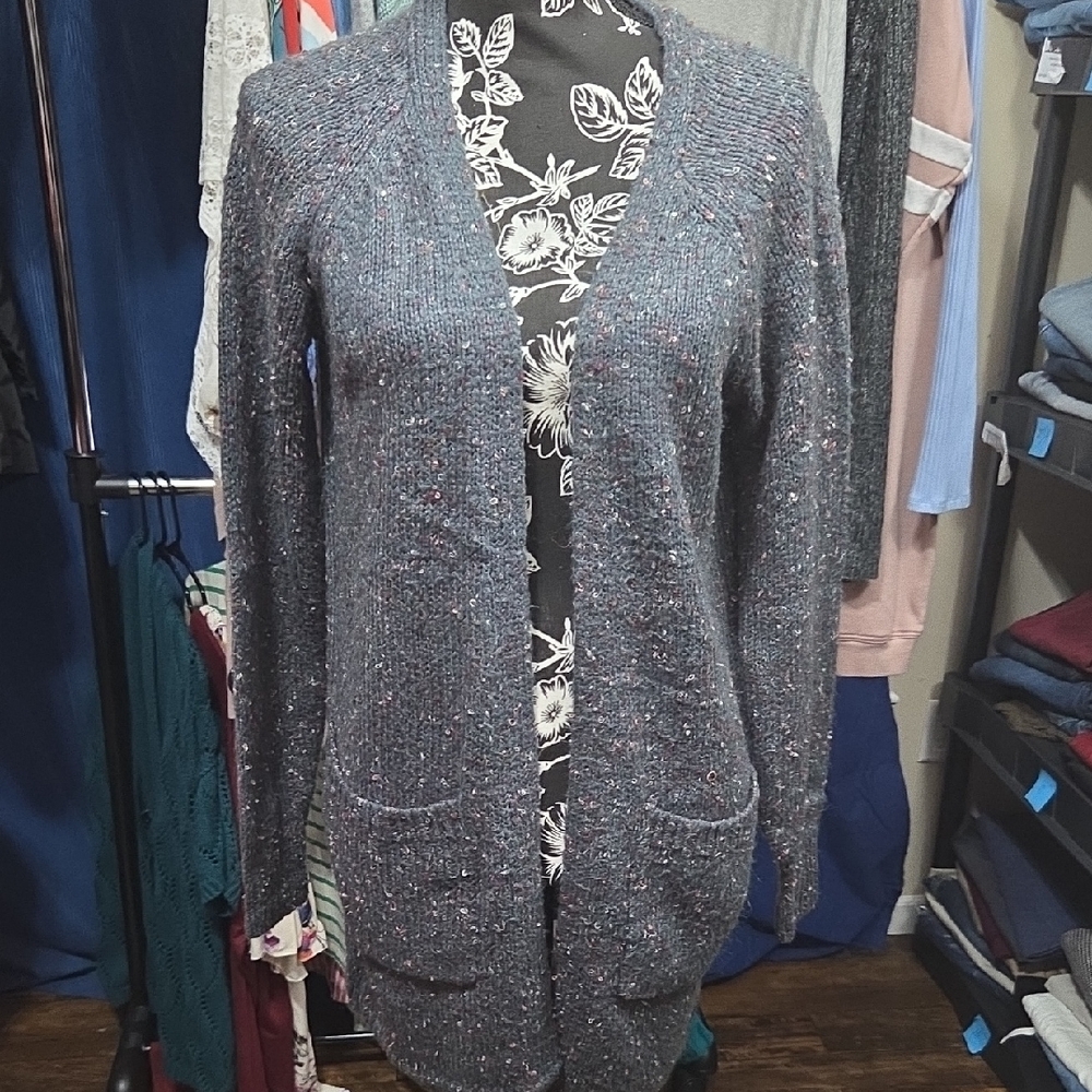Knox Rose Speckled Gray Cardigan